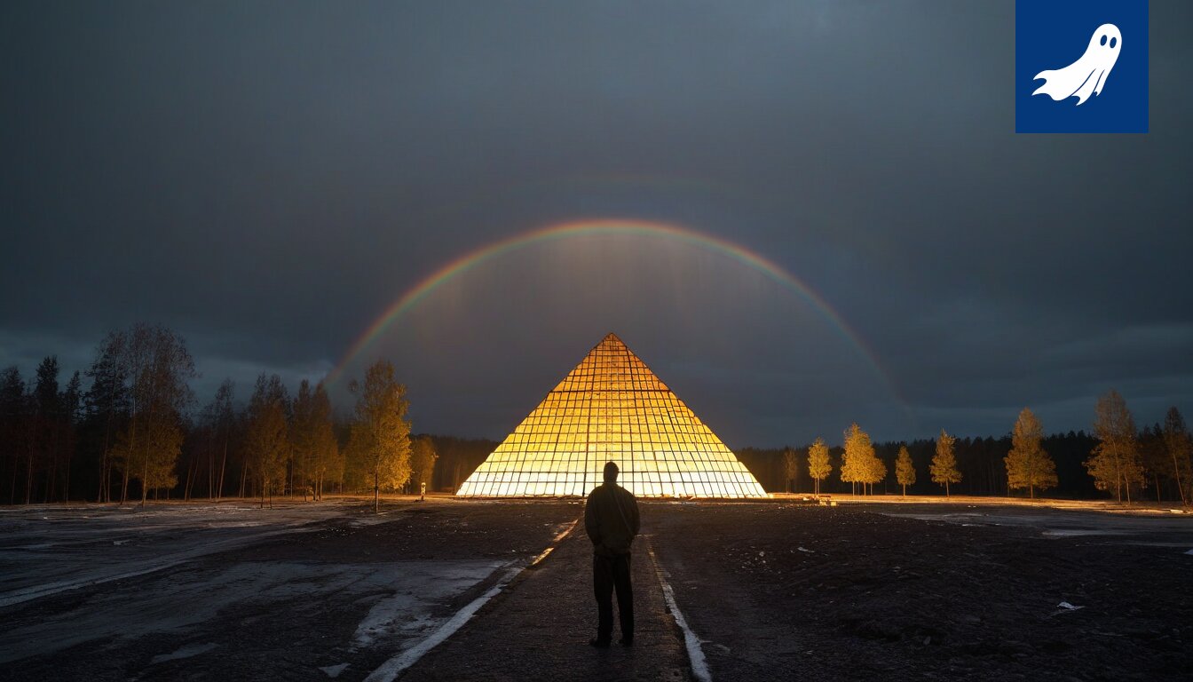 Sarjakuvamainen kuva pyramidin muotoisesta datakeskusrakennelmasta, symboloiden datakeskusten kerrostumista.